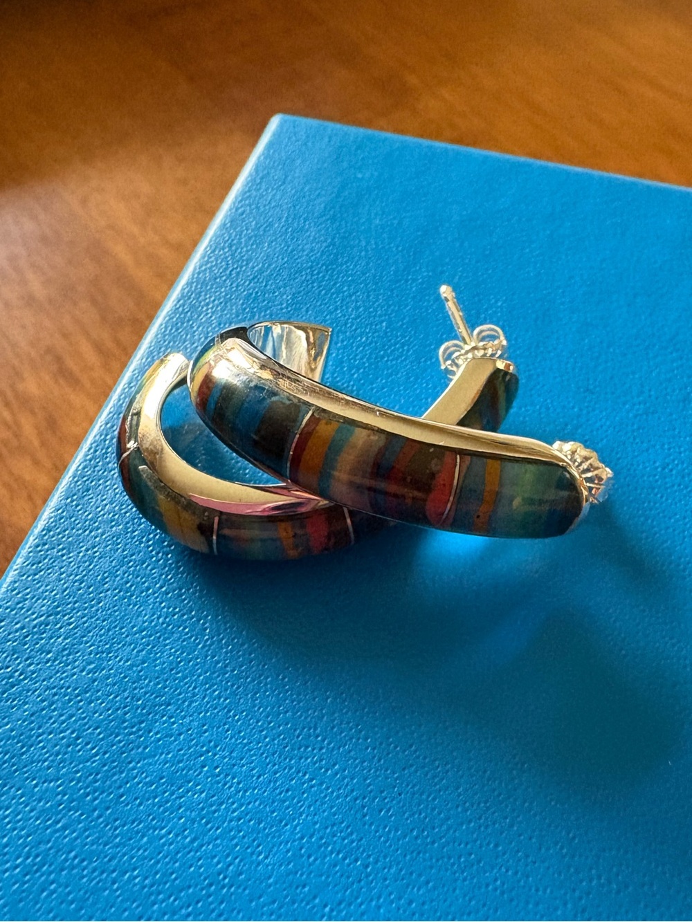 Jay King Multicolor Striped Hoop Earrings (sterling silver)